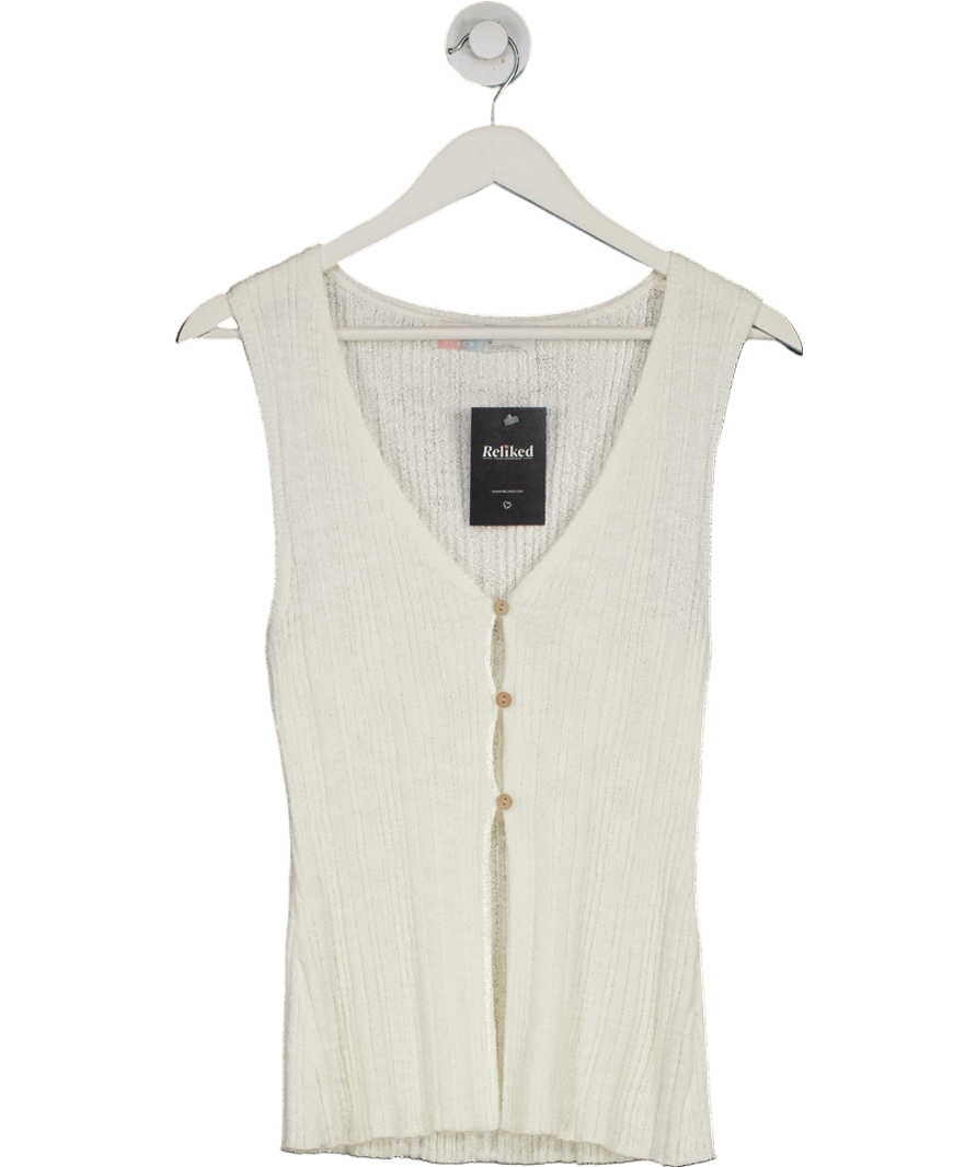 Free People Cream Rhea Long Line Top UK XS - Reliked