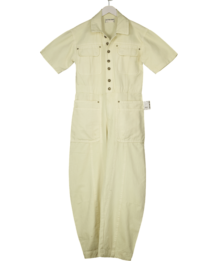 Free People Cream We The Free Maxie Washed Jumpsuit Sz0 UK 4 - Reliked