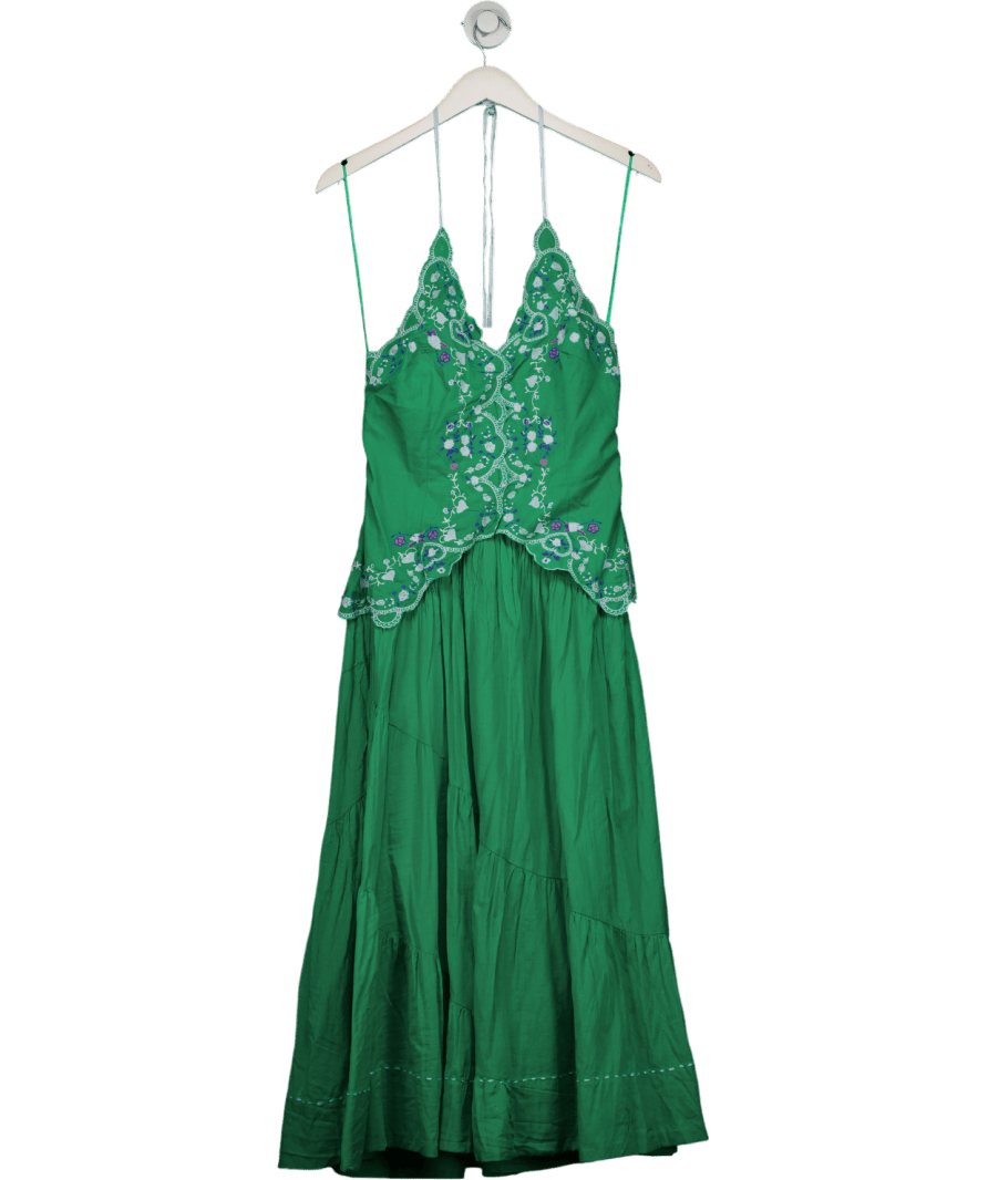 Free People Green Valenciana Midi Dress UK XS - Reliked