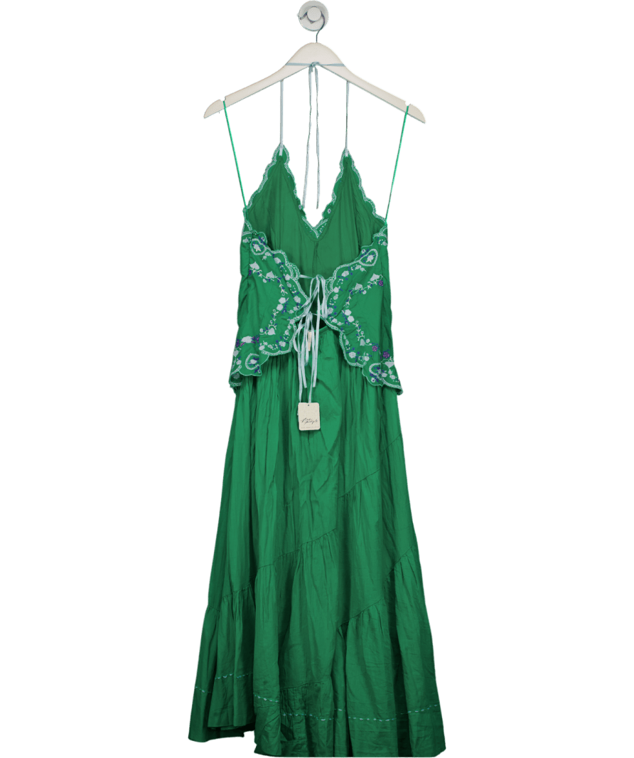 Free People Green Valenciana Midi Dress UK XS - Reliked