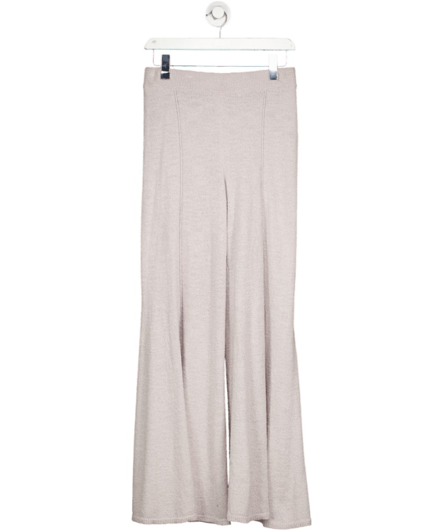 Free People Grey Knitted Wide Leg Trousers UK S - Reliked
