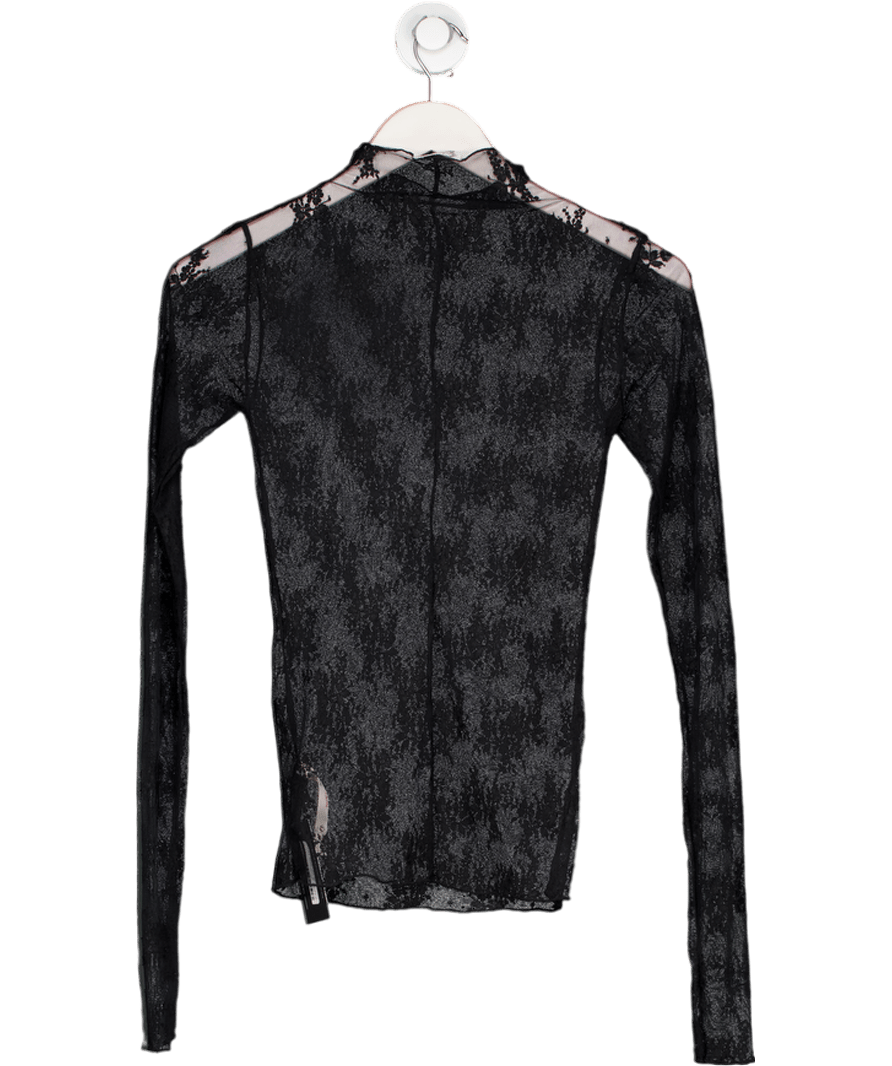 Free People Intimately Black Sheer Lace High Neck Top UK XS - Reliked
