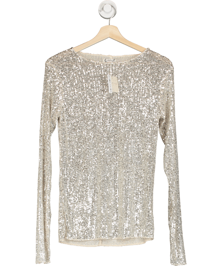 Free People Metallic Gold Rush Long Sleeve UK XS - Reliked