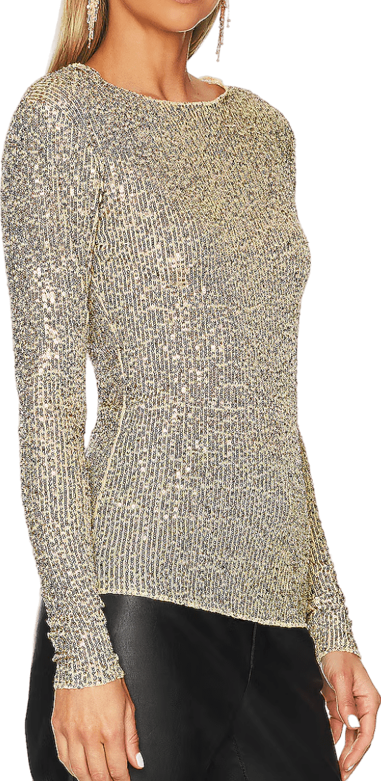 Free People Metallic Gold Rush Long Sleeve UK XS - Reliked