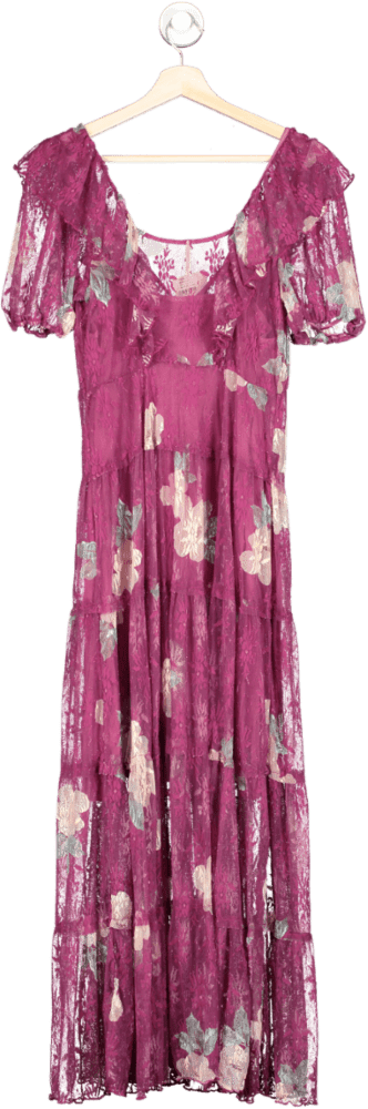 Free People Misty Plum Lace Maxi Dress XS - Reliked