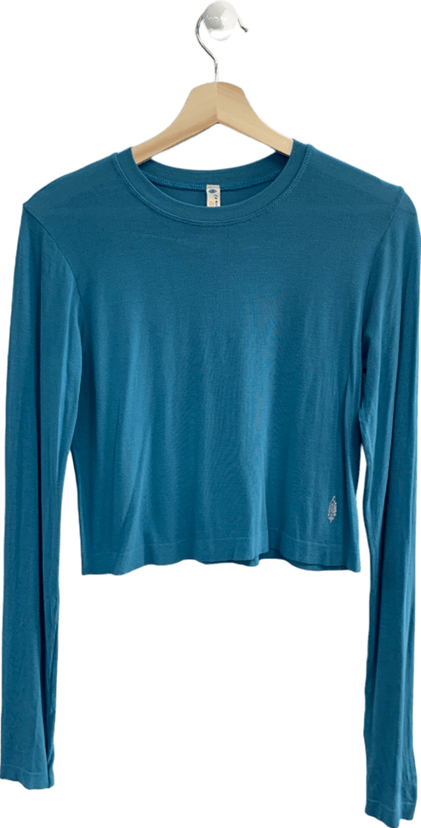 Free People Movement Blue Long Sleeve Crop Top XS/S - Reliked