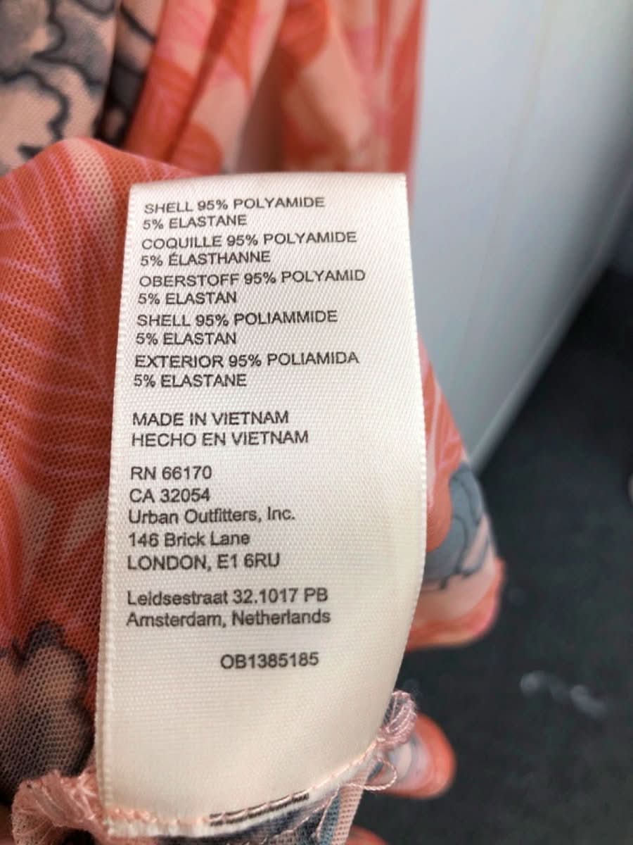 Free People Pink/Orange Floral Mesh Button - Down Blouse with Ruched Detail UK L - Reliked