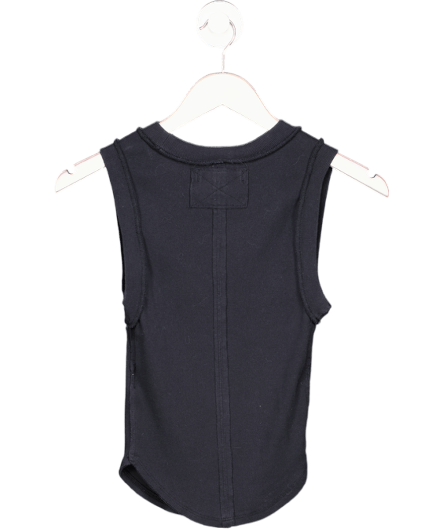 Free People We The Free Black Ribbed Tank Top UK XS - Reliked