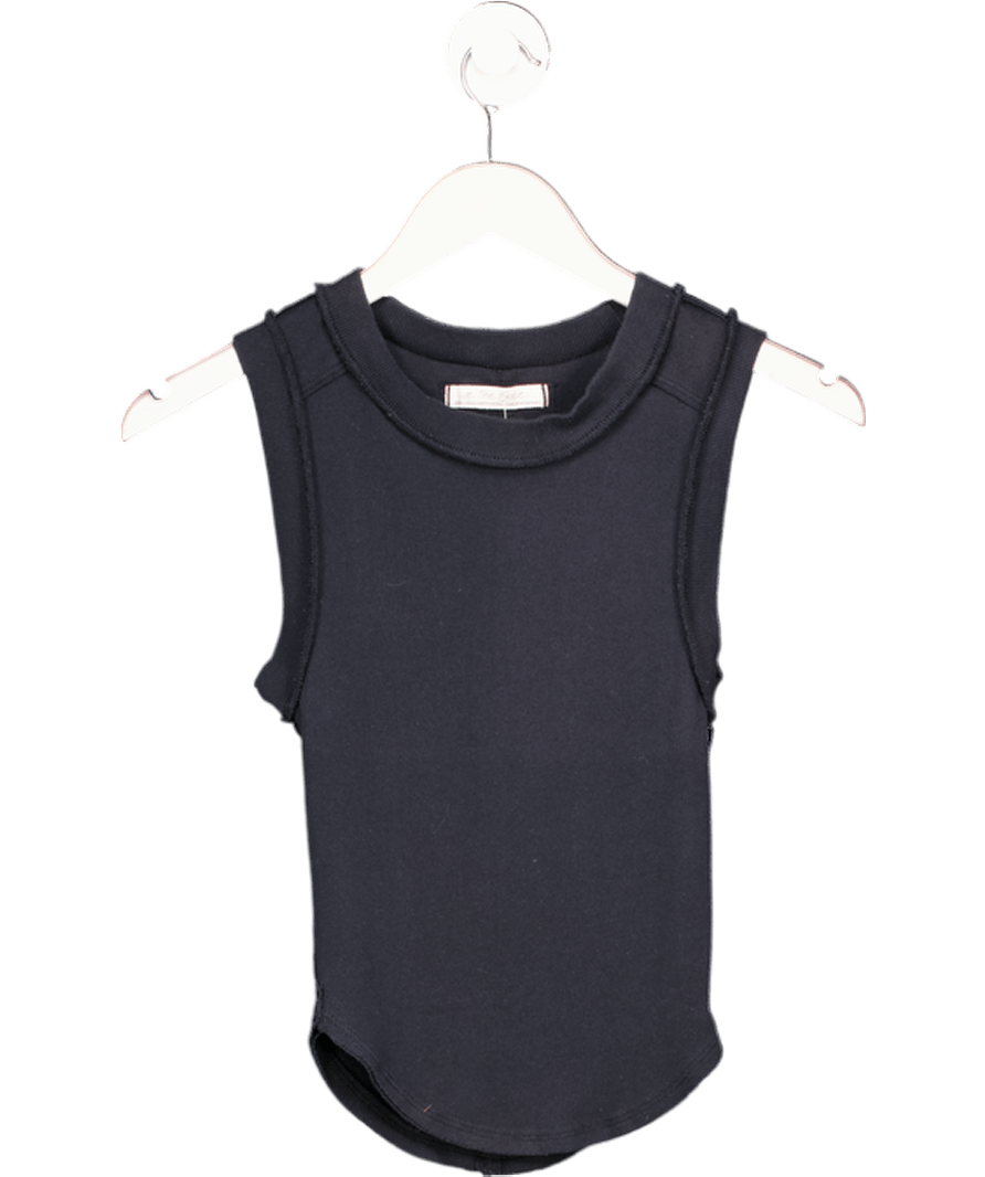 Free People We The Free Black Ribbed Tank Top UK XS - Reliked
