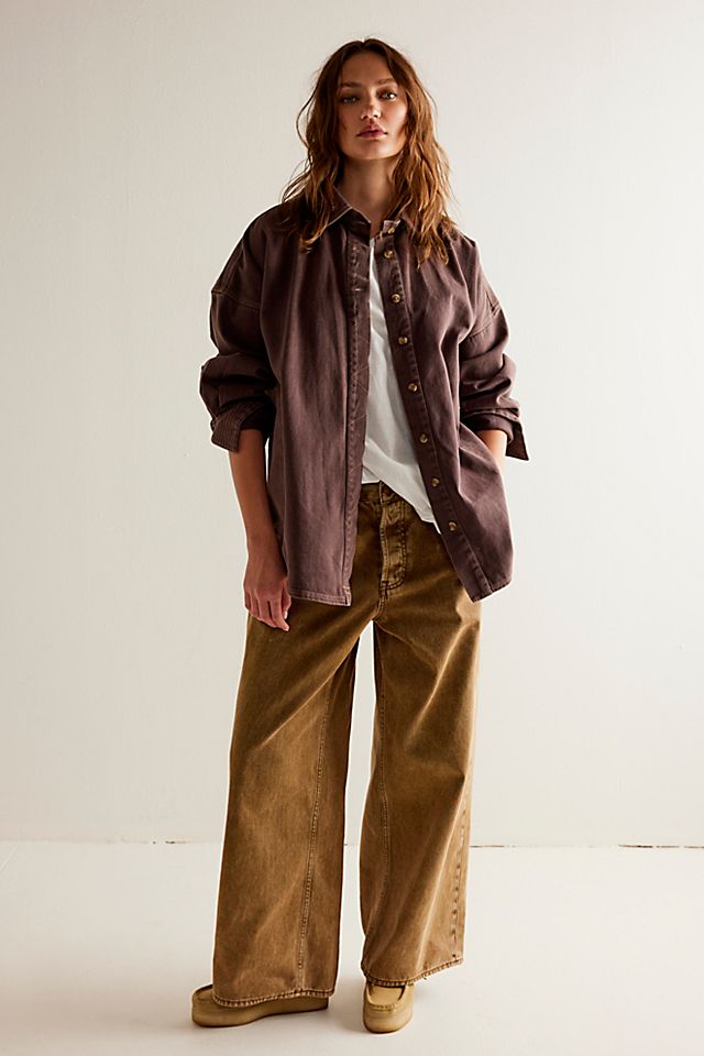 Free People Brown Silverado Shirt UK L