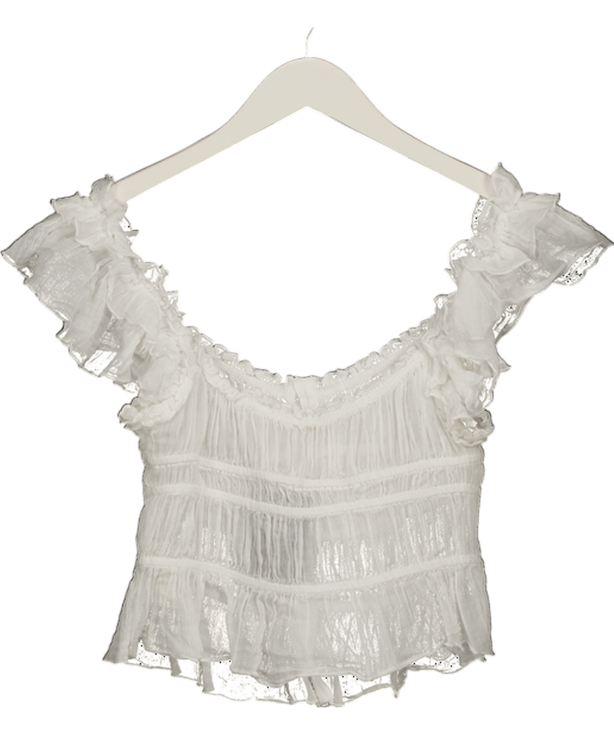 Free People White Aletta Top UK S - Reliked