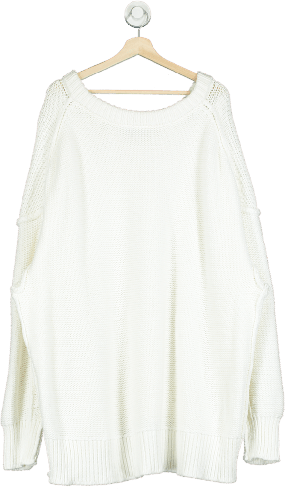 Free People White Alli Cotton Oversize Jumper UK XL - Reliked