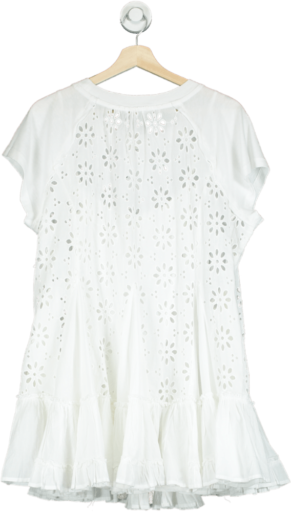 Free People White Floral Cotton Broderie Dress UK M - Reliked