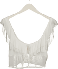 Free People White Frilled Top UK S - Reliked