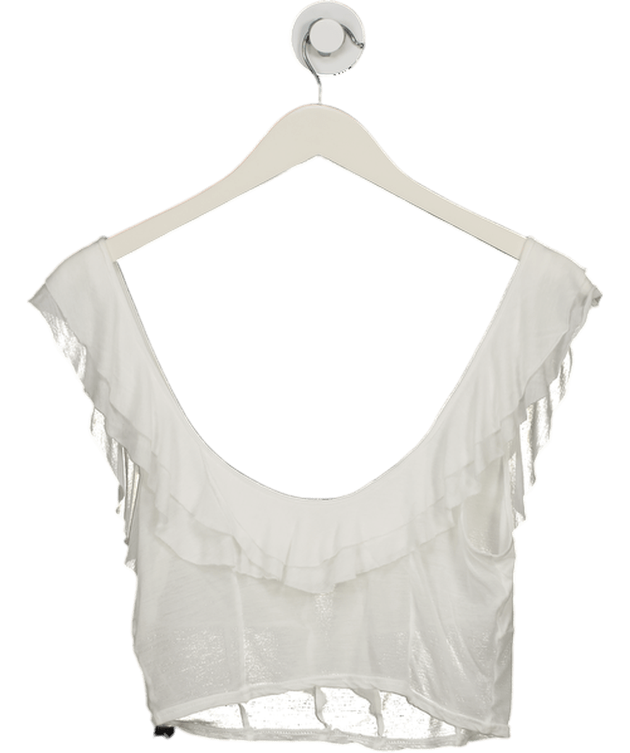Free People White Frilled Top UK S - Reliked