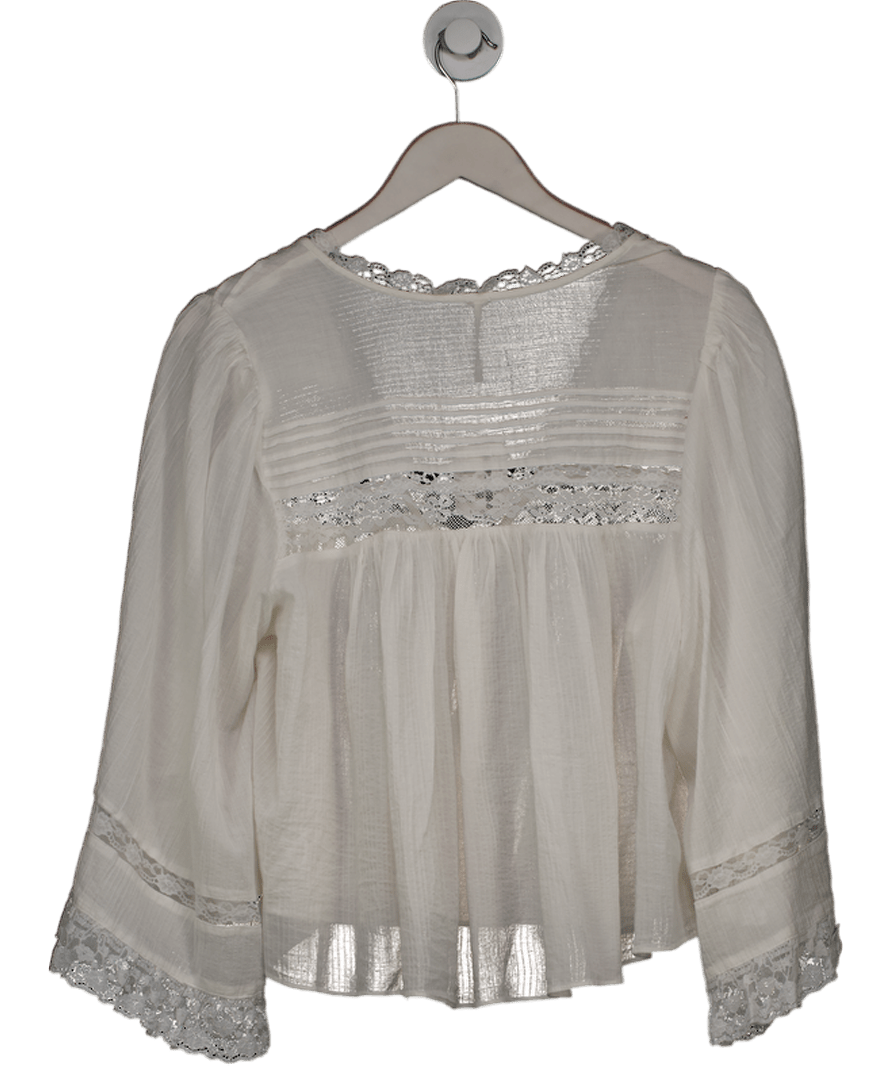 Free People White Rosa Ruffle Top UK M - Reliked