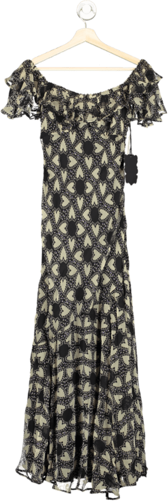 FREE PEOPLE x ANNA SUI ANABELE BIAS DRESS, BLACK GREEN SZ XS - Reliked