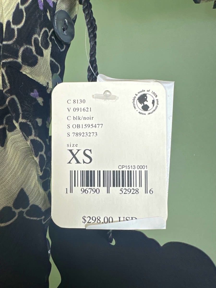 FREE PEOPLE x ANNA SUI ANABELE BIAS DRESS, BLACK GREEN SZ XS - Reliked