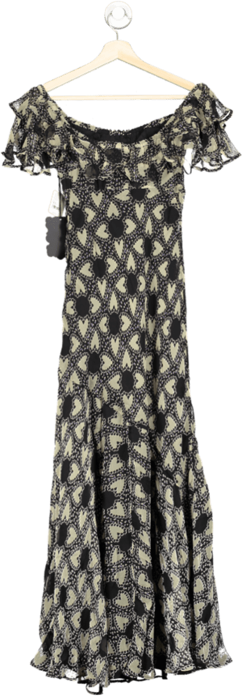 FREE PEOPLE x ANNA SUI ANABELE BIAS DRESS, BLACK GREEN SZ XS - Reliked