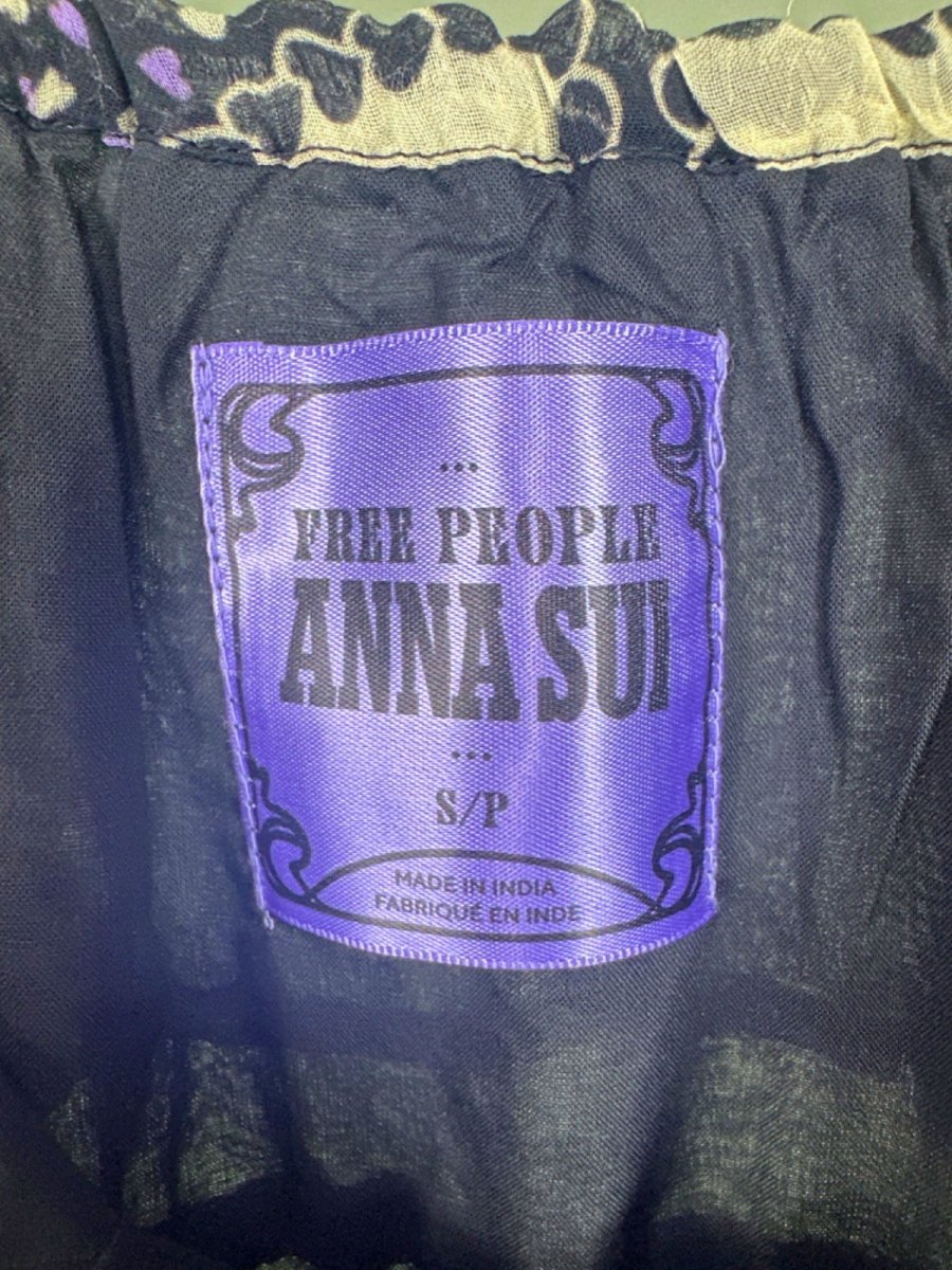 FREE PEOPLE x ANNA SUI ANABELE BIAS heart print DRESS SZ S - Reliked