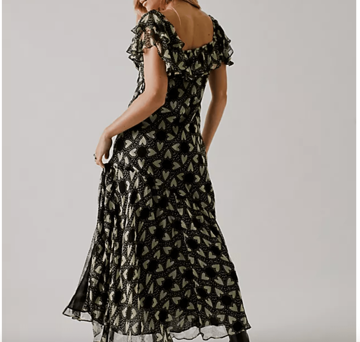 FREE PEOPLE x ANNA SUI ANABELE BIAS heart print DRESS SZ S - Reliked