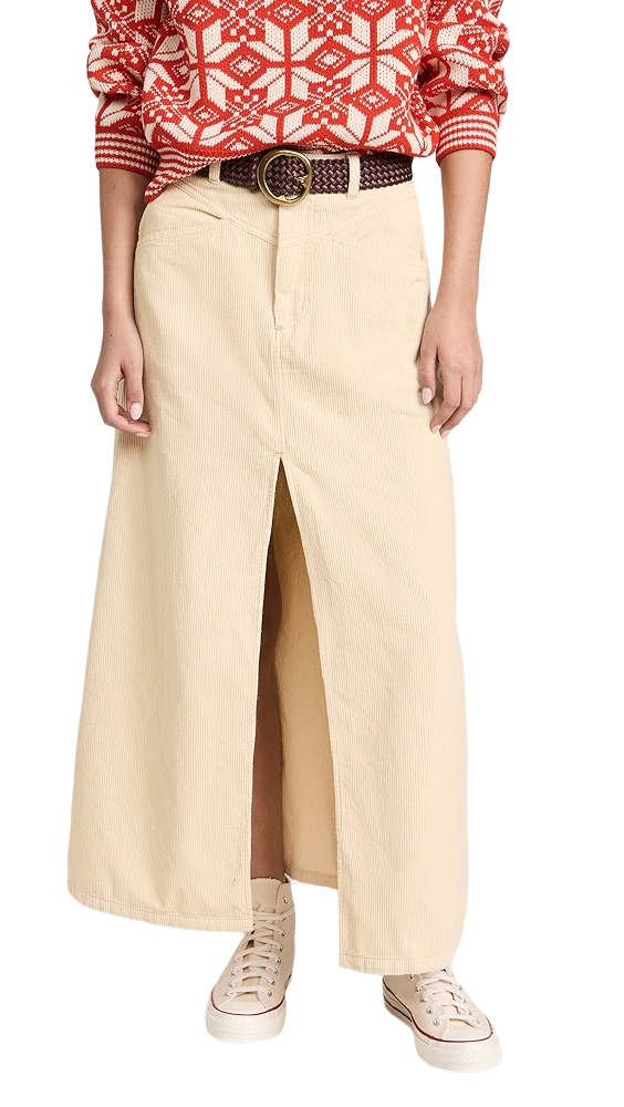 Free People Cream Come As You Are Cord Skirt UK 6