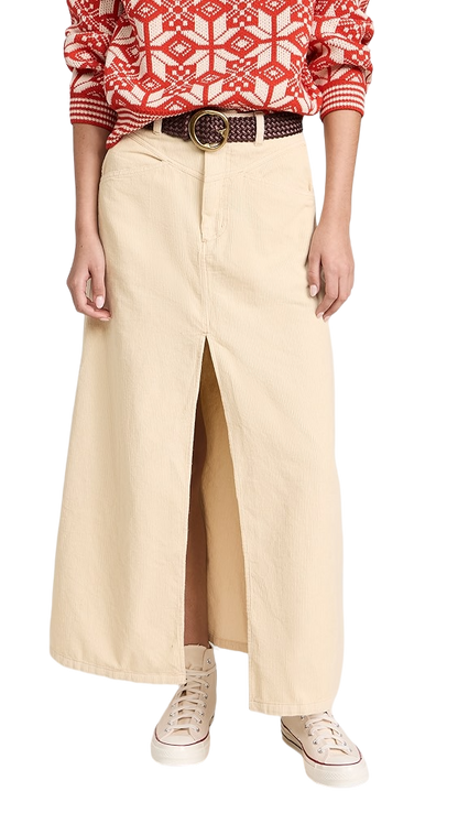 Free People Cream Come As You Are Cord Skirt UK 6