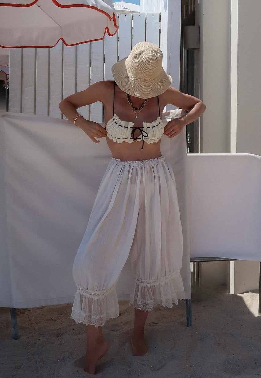 FREE PEOPLE Cream Forever Young Bloomer Pants UK S