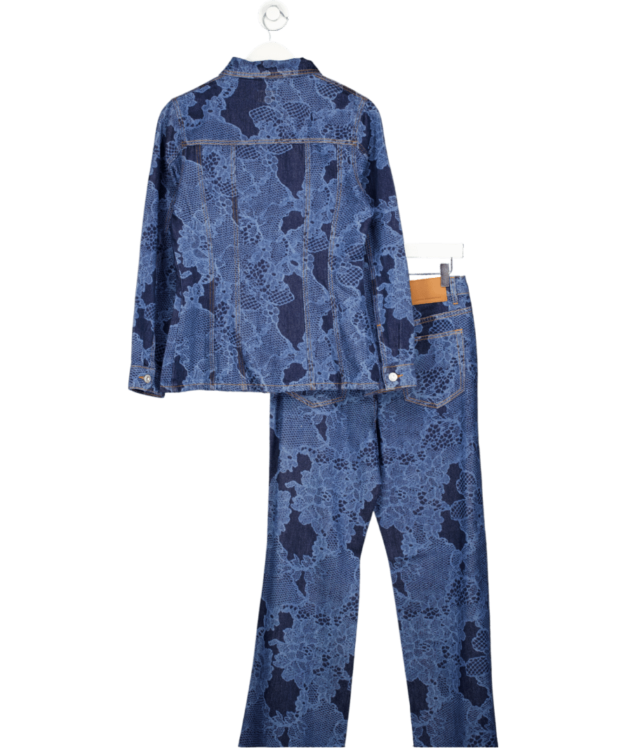 French Connection 2 - piece Set Blue Jennie Lace Print Denim Jacket ( Uk S) And Jeans UK 10 - Reliked