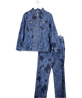 French Connection 2 - piece Set Blue Jennie Lace Print Denim Jacket ( Uk S) And Jeans UK 10 - Reliked