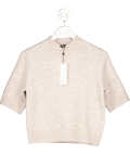 French Connection Beige Kezia Recycled Short Sleeve Mock Neck Jumper UK 10 - Reliked