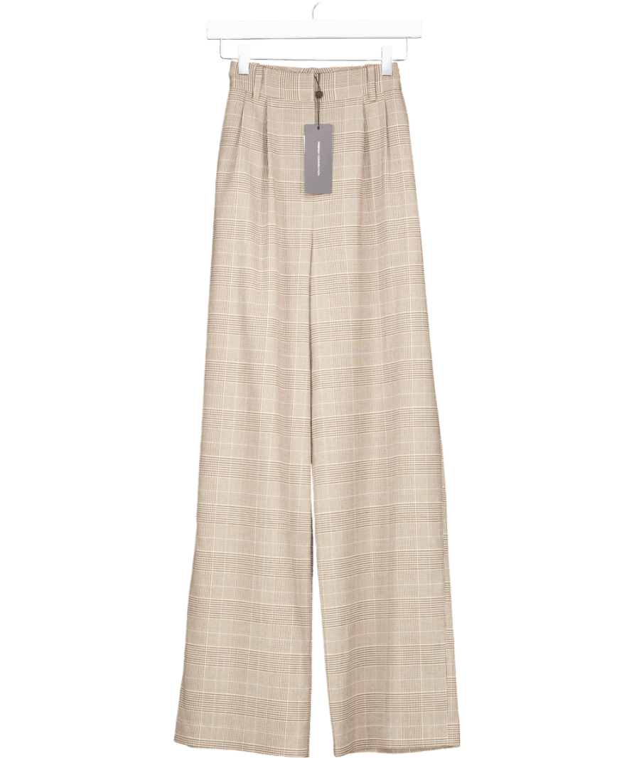 French Connection Brown Chester Check Wide Leg Trousers UK 10 - Reliked