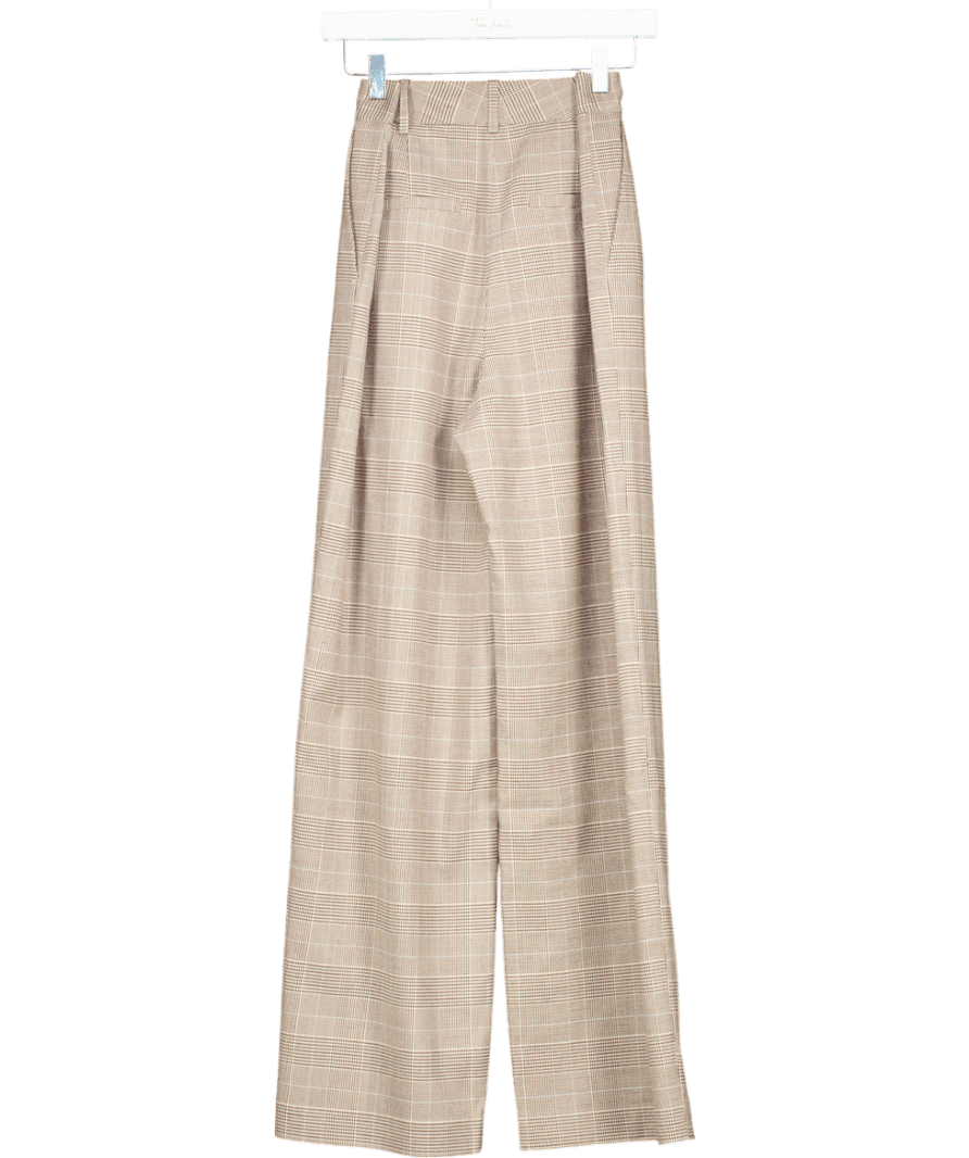French Connection Brown Chester Check Wide Leg Trousers UK 10 - Reliked