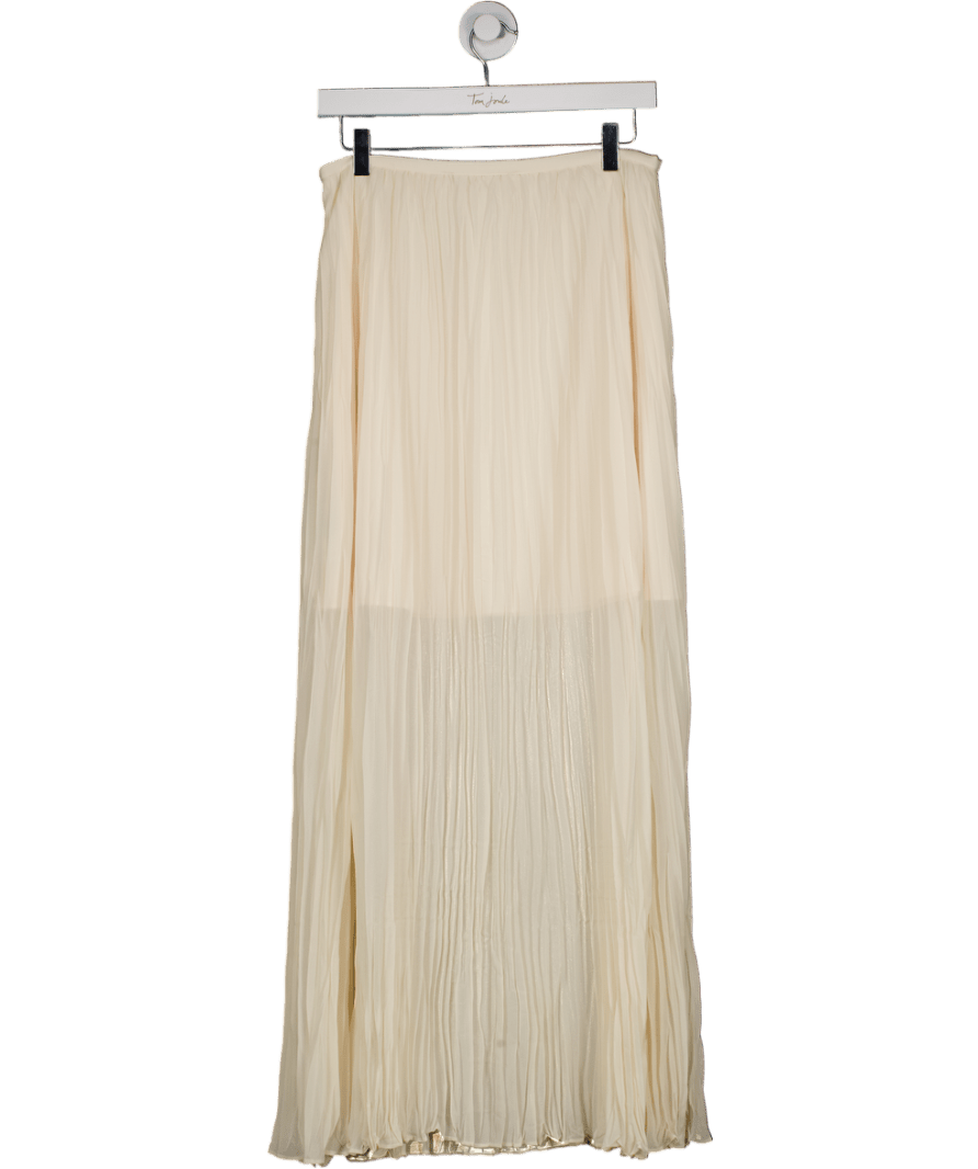 French Connection Cream Saylor Pleated Overlay Maxi Skirt UK M - Reliked