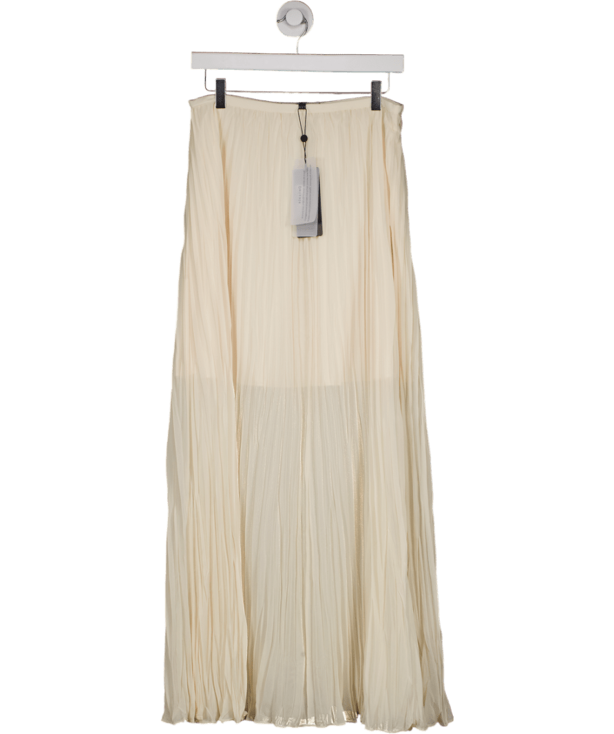 French Connection Cream Saylor Pleated Overlay Maxi Skirt UK M - Reliked