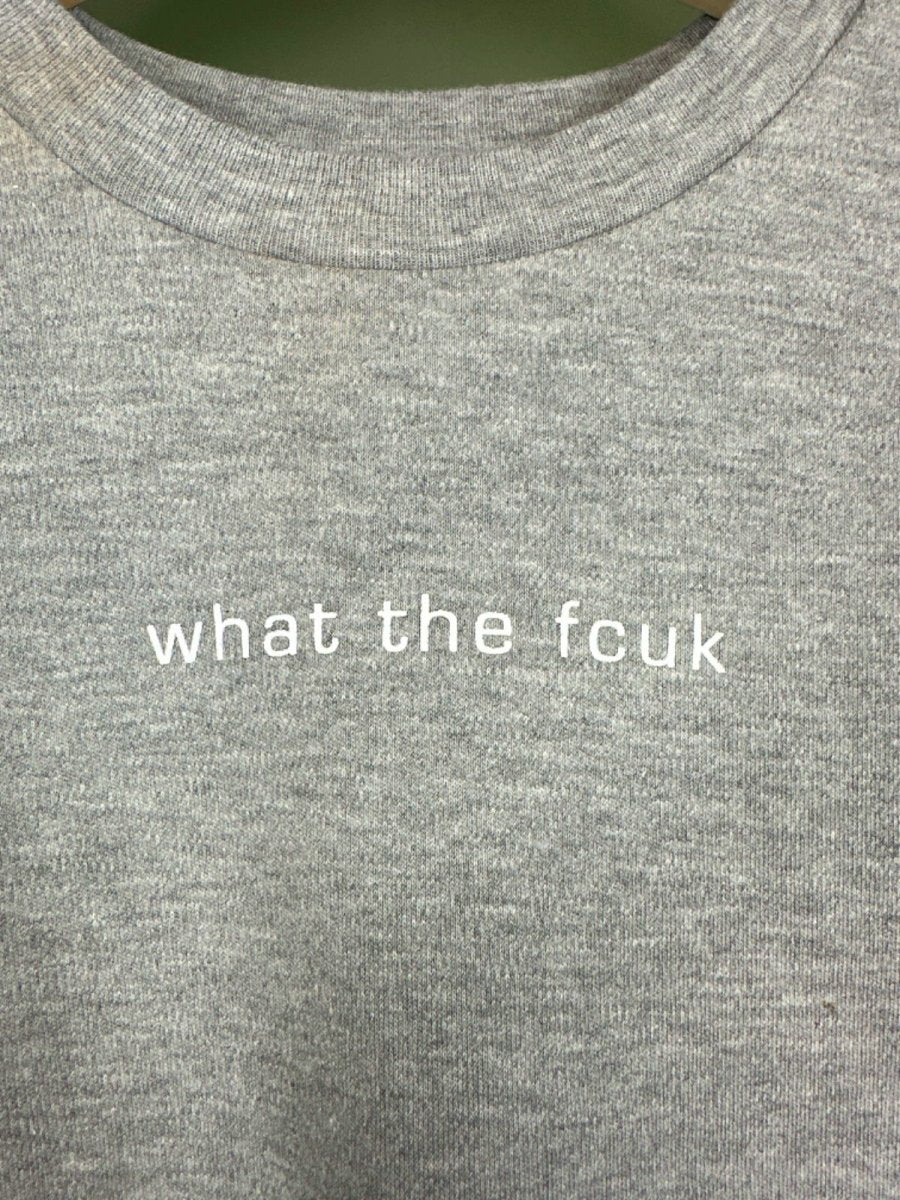 French Connection Grey 'What The Fcuk' T-Shirt XS - Reliked