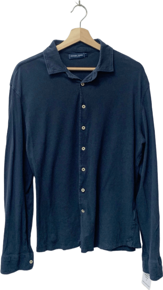 Frescobol Carioca Navy Cotton Linen Shirt Size L - Reliked