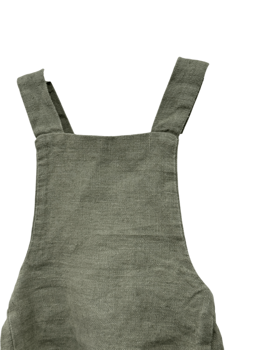 Freya Lillie Sage Green Organic Linen Romper 1 Year - Reliked
