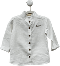 Freya Lillie White Organic Linen Personalised "casimir" Mandarin Shirt 2 Years - Reliked