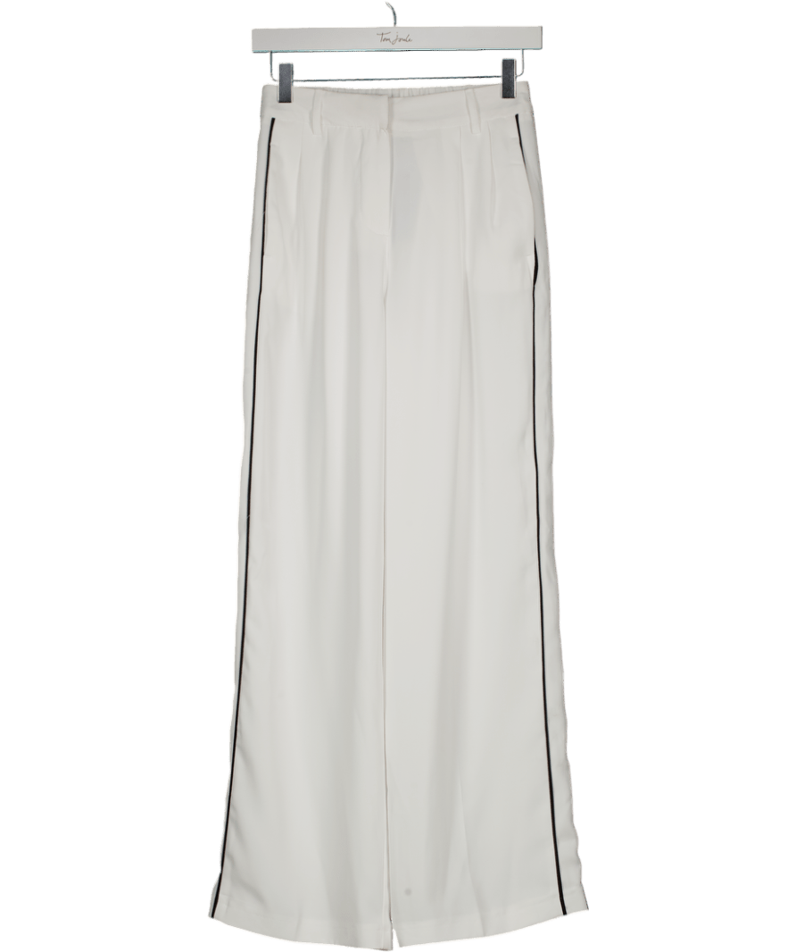 Friends like these White Ivory Wide Leg Tailored Side Stripe Trousers UK 8 - Reliked