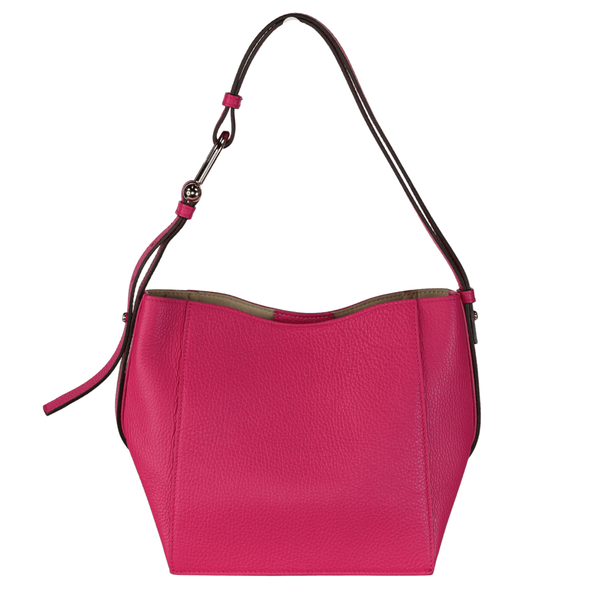 furla Pink Luxury Pebbled Leather Shoulder Bag With Gold Logo Hardware - Reliked