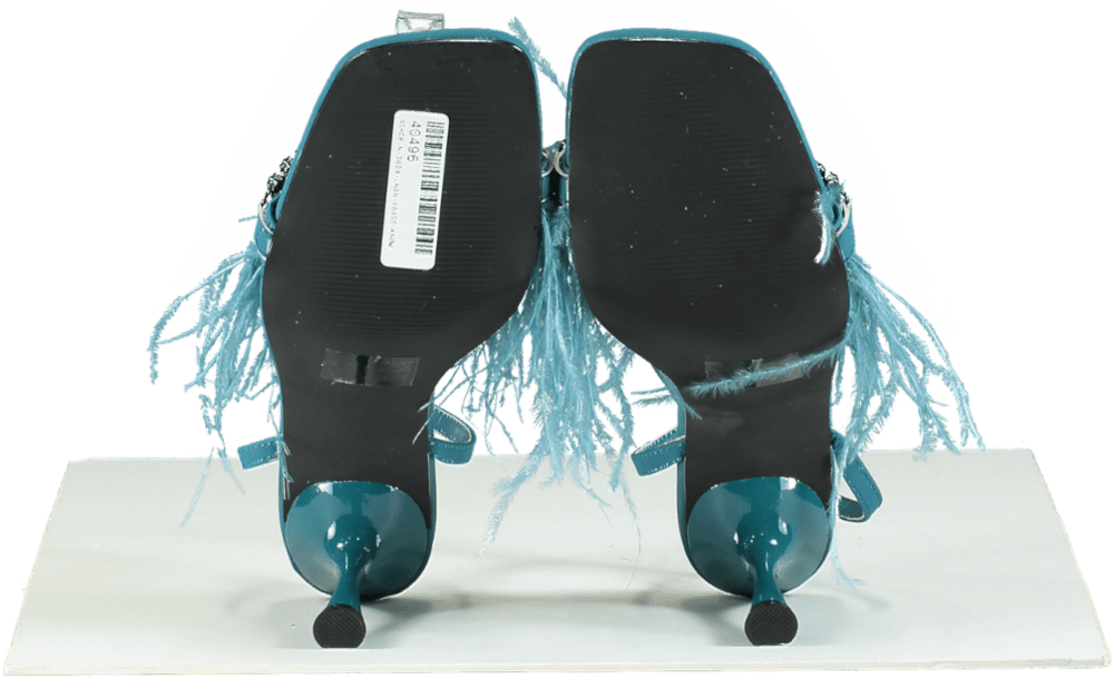 Gaelle Blue Feather Trimmed Sandals UK 6 EU 39 👠 - Reliked