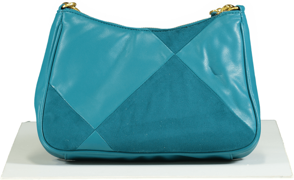 GAëLLE Paris Teal Patchwork Chain Shoulder Bag - Reliked