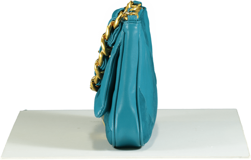 GAëLLE Paris Teal Patchwork Chain Shoulder Bag - Reliked