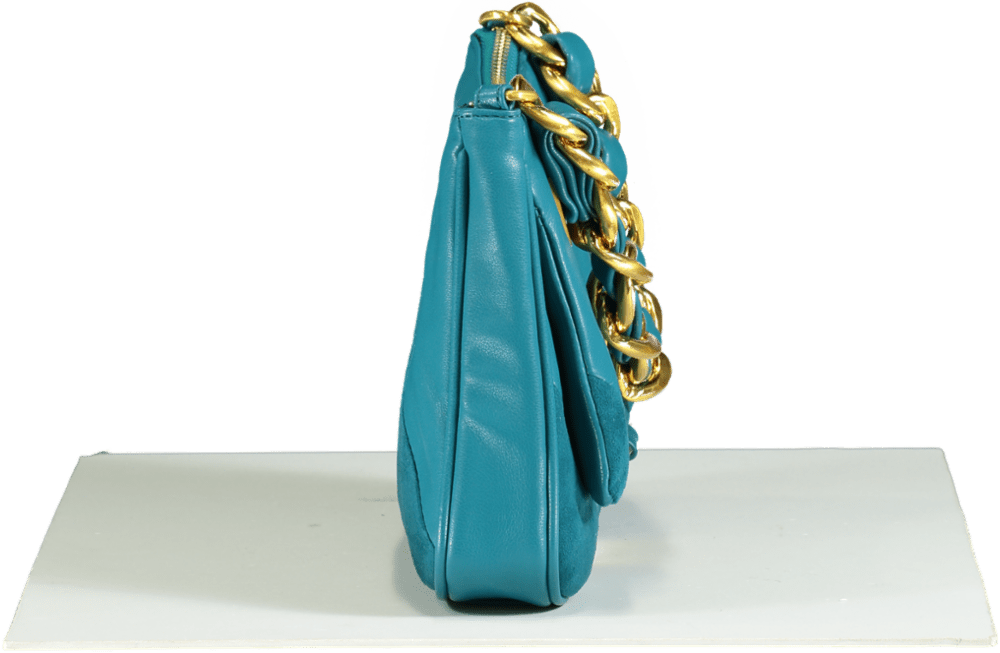 GAëLLE Paris Teal Patchwork Chain Shoulder Bag - Reliked