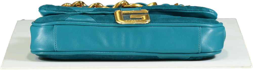 GAëLLE Paris Teal Patchwork Chain Shoulder Bag - Reliked
