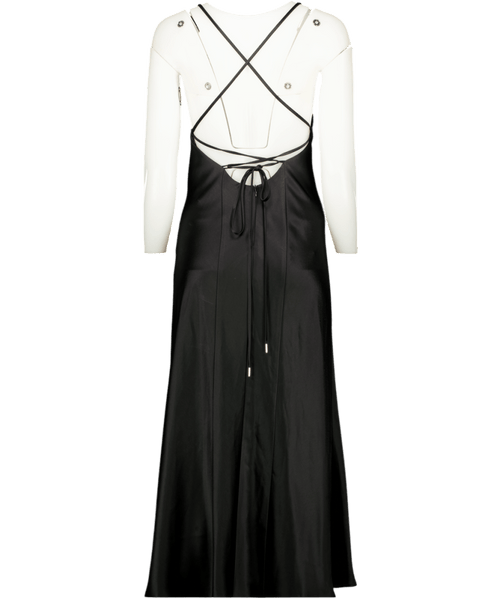 Galvan London Black Luxury Satin Strappy Midi Slip Dress UK 6 - Reliked