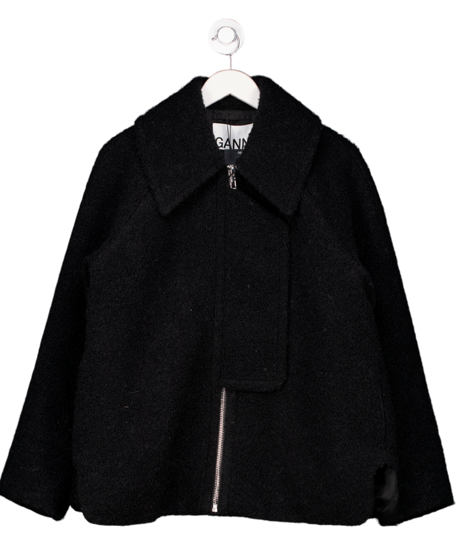 Ganni Black Boucle Zip Up Jacket Dk36 UK 10 - Reliked