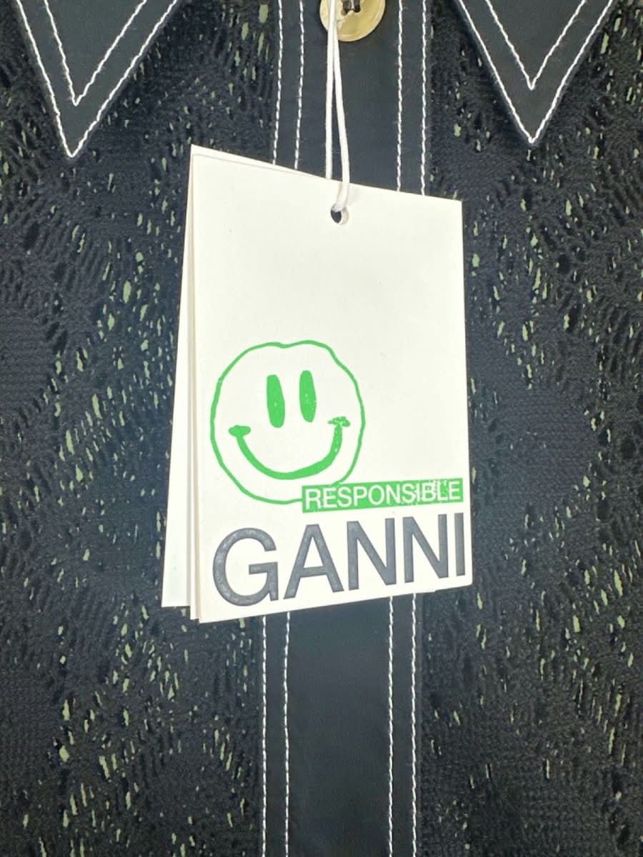 GANNI Black Lace Shirt Size 36 UK 8 - Reliked