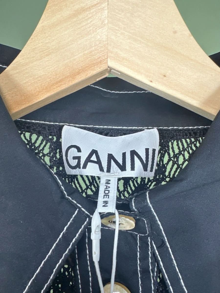 GANNI Black Lace Shirt Size 36 UK 8 - Reliked